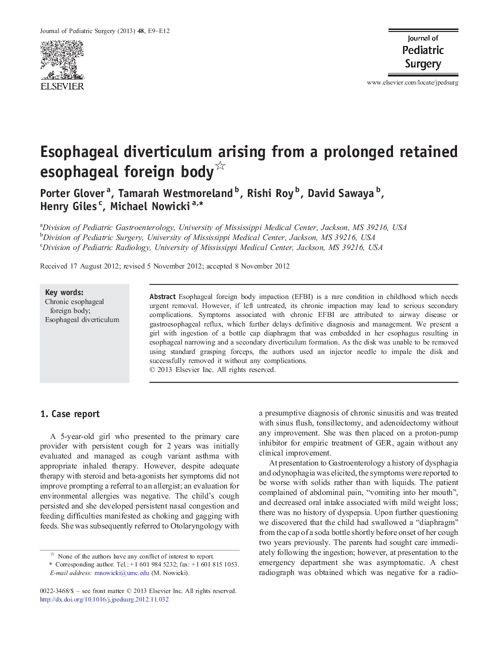 Esophageal diverticulum arising from a prolonged retained esophageal foreign body 