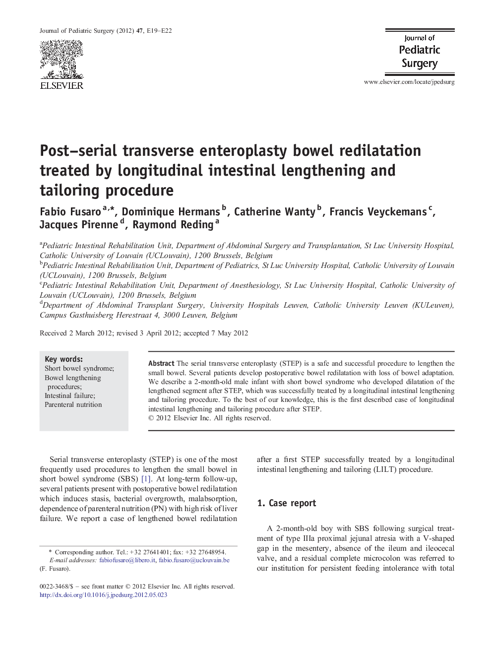 Post–serial transverse enteroplasty bowel redilatation treated by longitudinal intestinal lengthening and tailoring procedure