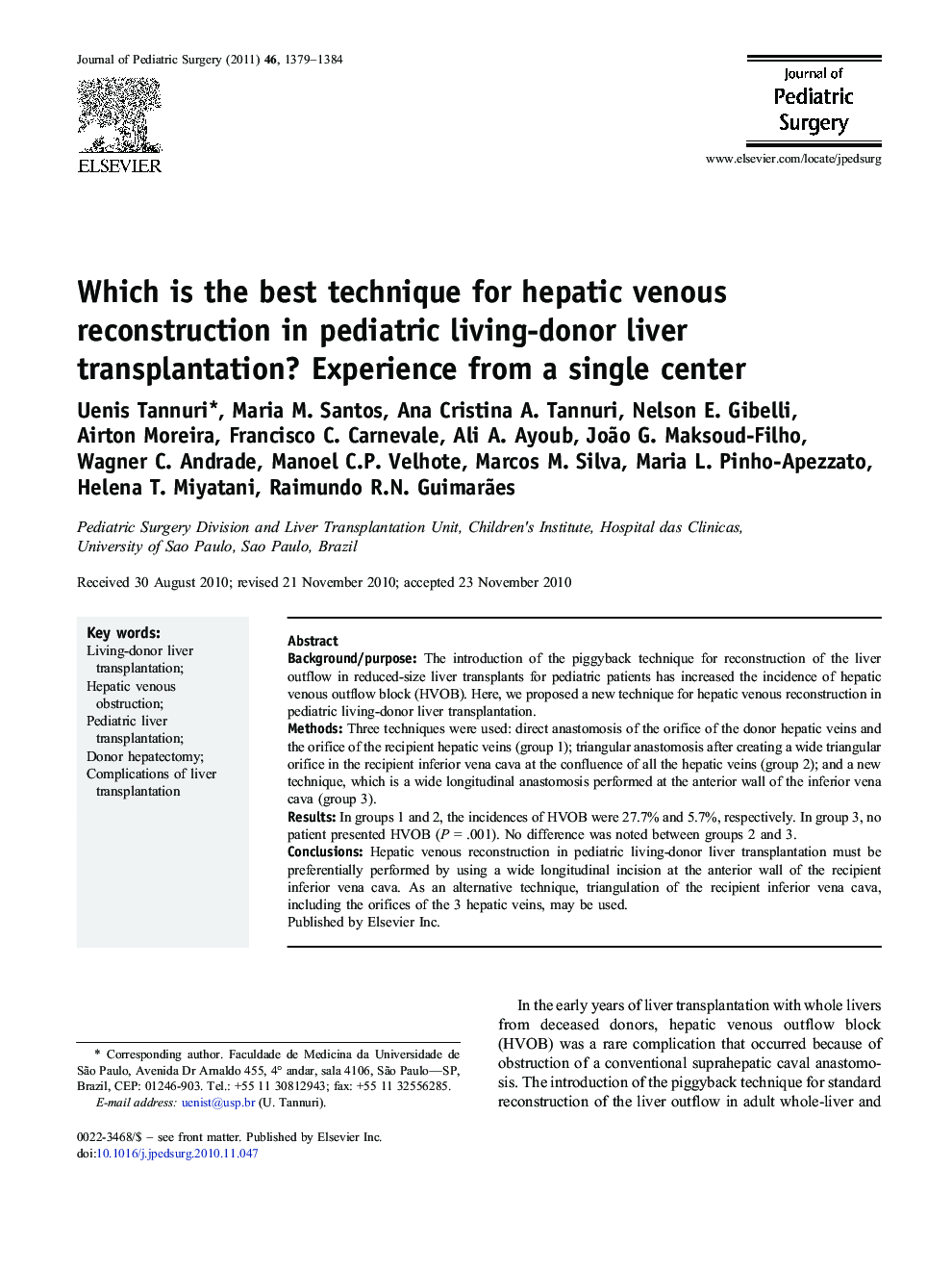 Which is the best technique for hepatic venous reconstruction in pediatric living-donor liver transplantation? Experience from a single center