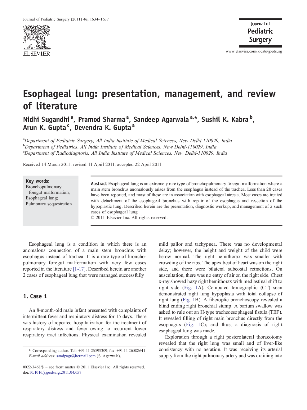 Esophageal lung: presentation, management, and review of literature