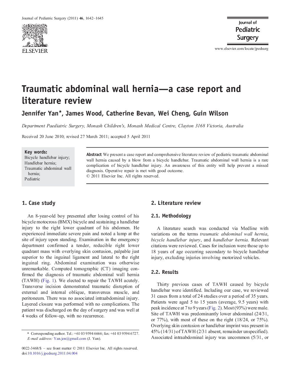 Traumatic abdominal wall hernia—a case report and literature review