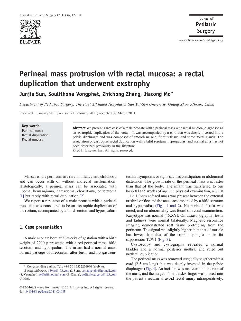 Perineal mass protrusion with rectal mucosa: a rectal duplication that underwent exstrophy