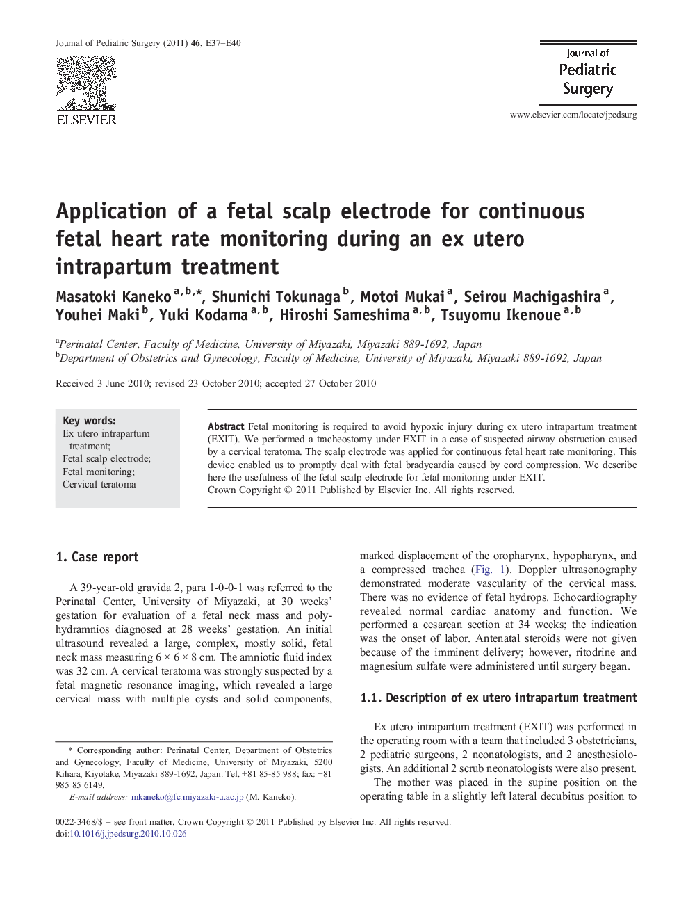 Application of a fetal scalp electrode for continuous fetal heart rate monitoring during an ex utero intrapartum treatment