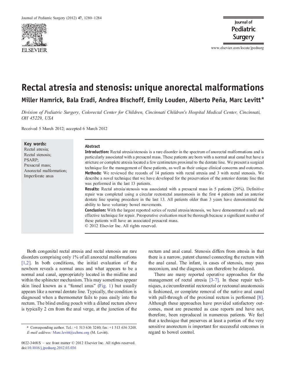 Rectal atresia and stenosis: unique anorectal malformations