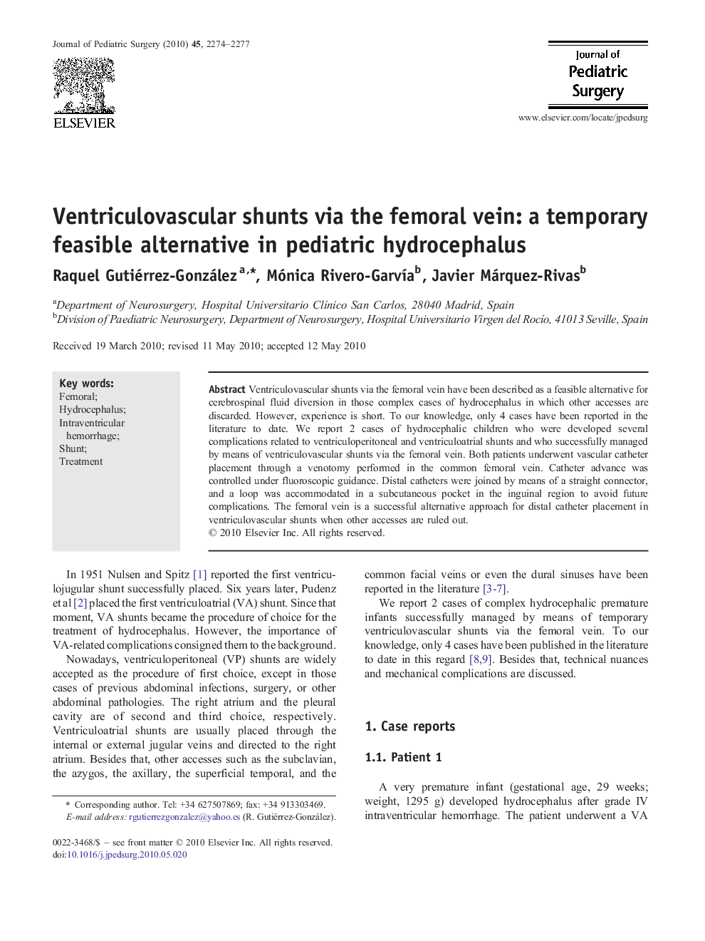 Ventriculovascular shunts via the femoral vein: a temporary feasible alternative in pediatric hydrocephalus