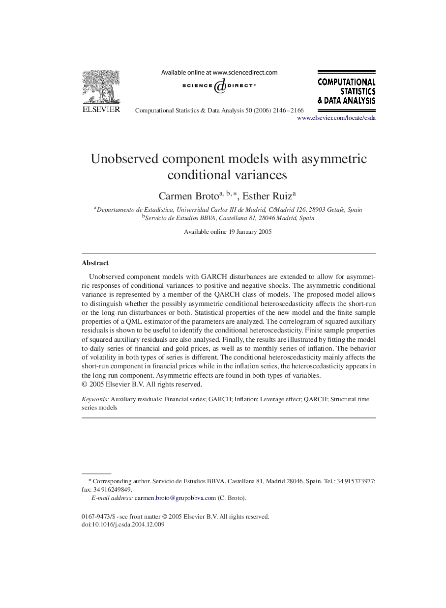 Unobserved component models with asymmetric conditional variances