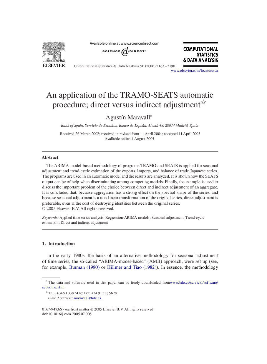 An application of the TRAMO-SEATS automatic procedure; direct versus indirect adjustment 