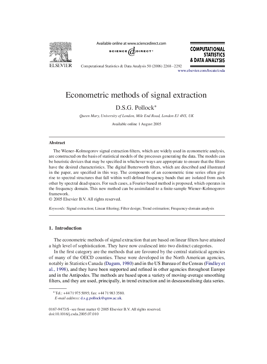 Econometric methods of signal extraction