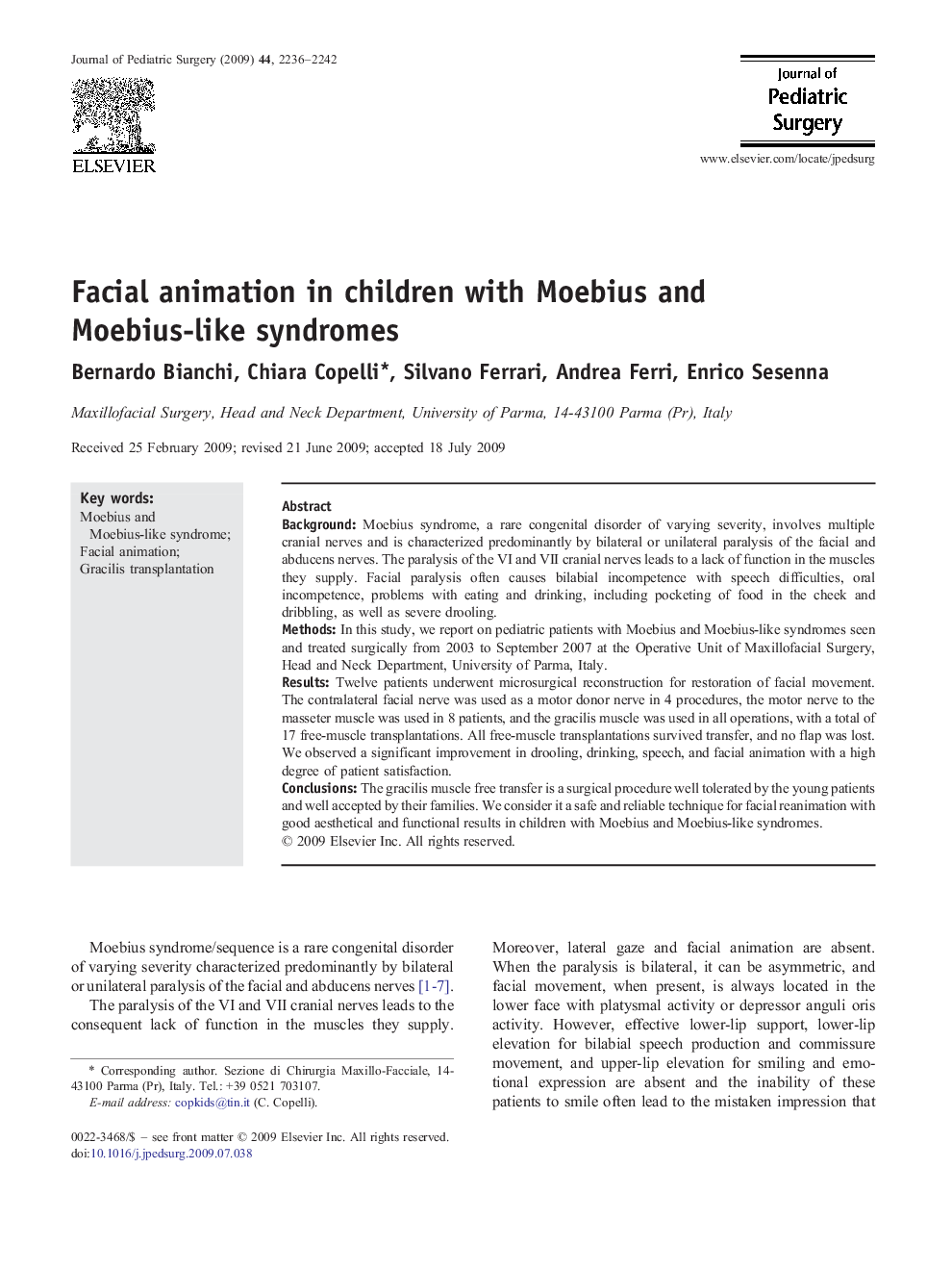 Facial animation in children with Moebius and Moebius-like syndromes