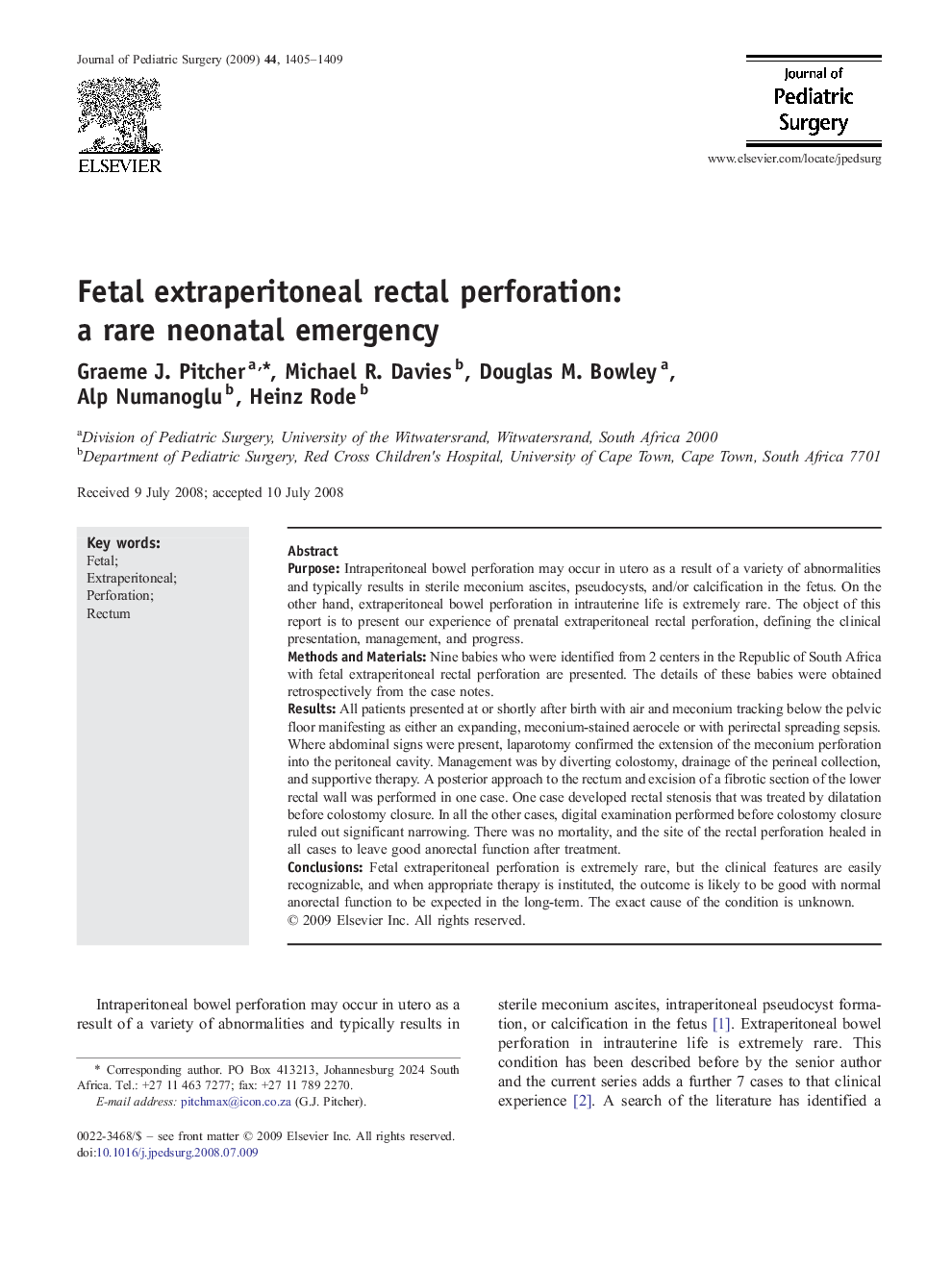 Fetal extraperitoneal rectal perforation: a rare neonatal emergency