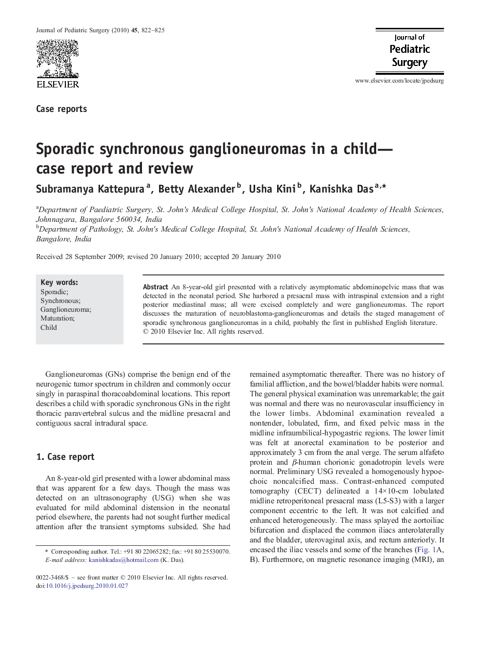 عکس صفحه اول مقاله: Sporadic synchronous ganglioneuromas in a child—case report and review Sporadic synchronous ganglioneuromas in a child—case report and review