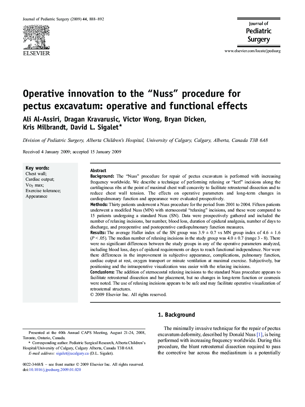 Operative innovation to the “Nuss” procedure for pectus excavatum: operative and functional effects 