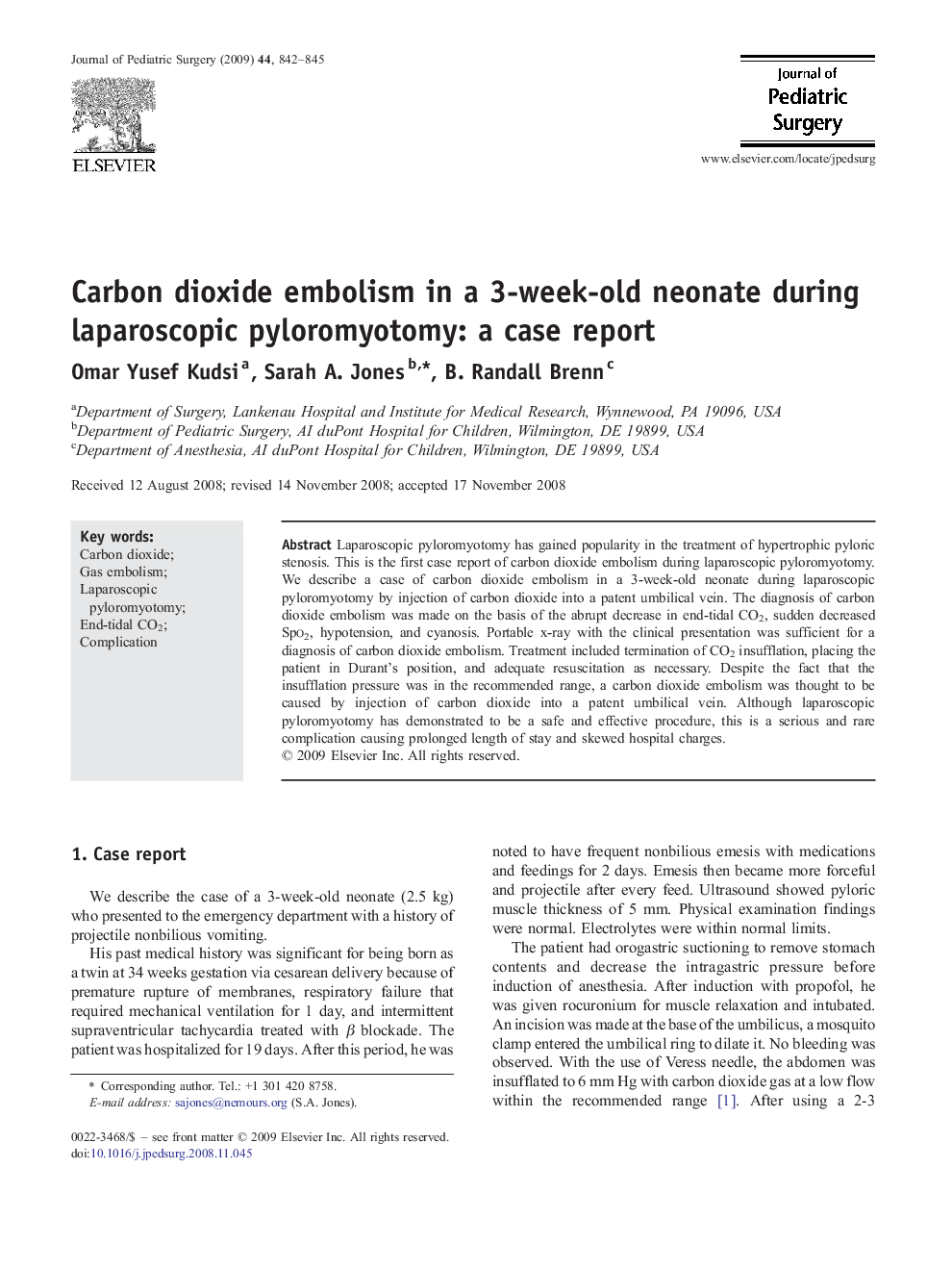 Carbon dioxide embolism in a 3-week-old neonate during laparoscopic pyloromyotomy: a case report