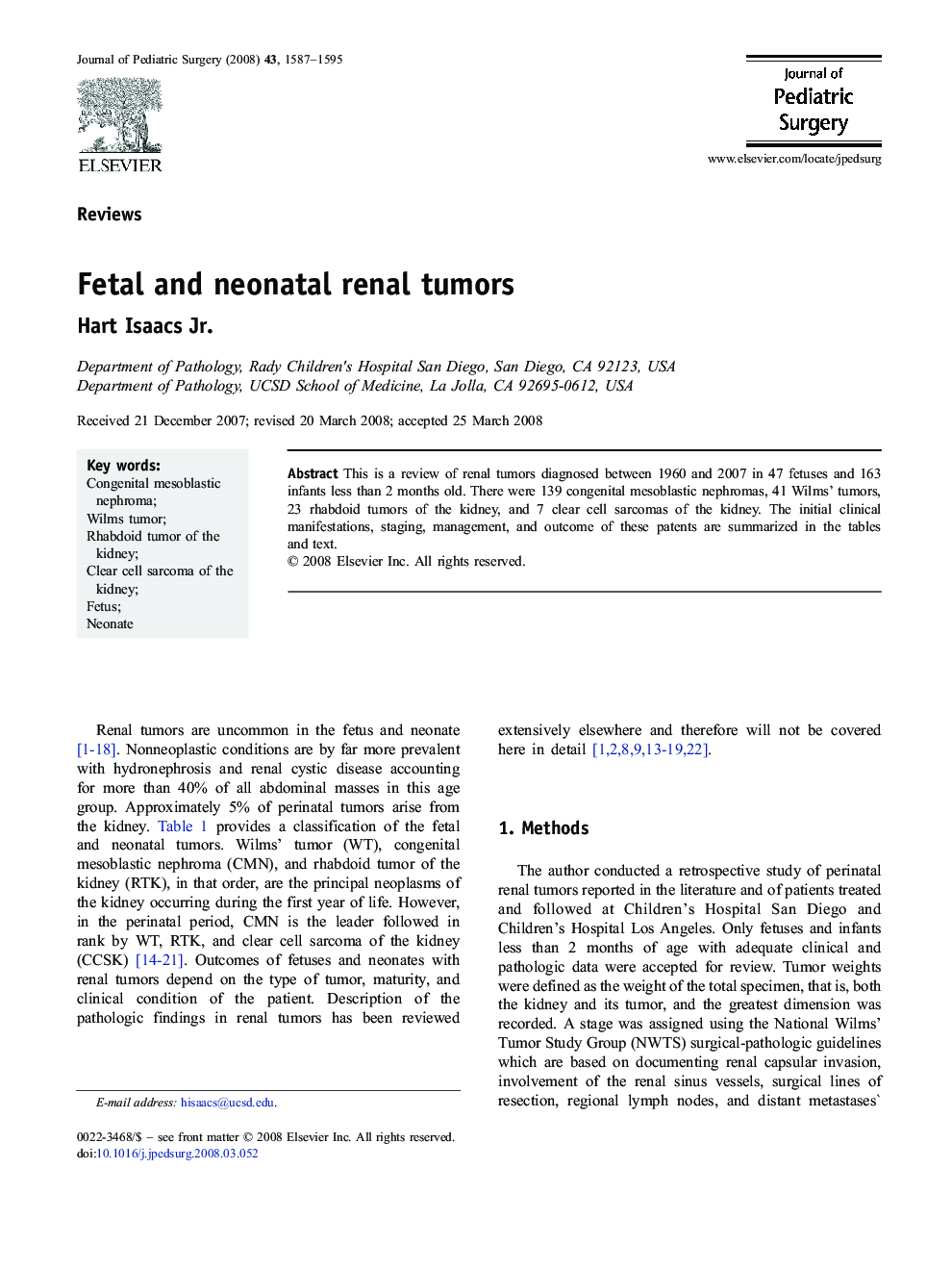 Fetal and neonatal renal tumors
