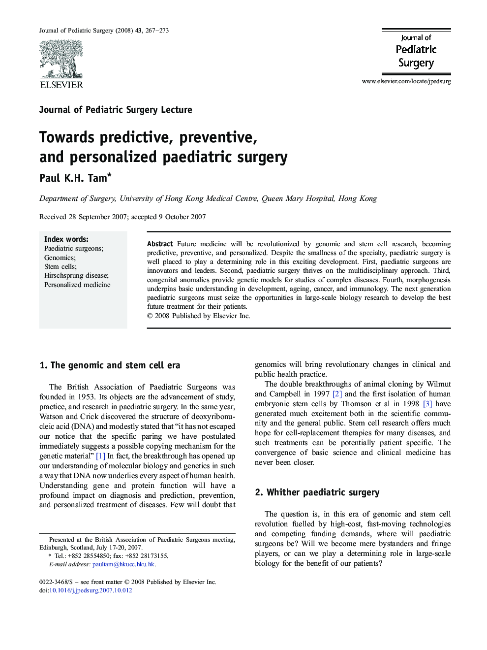 Towards predictive, preventive, and personalized paediatric surgery 