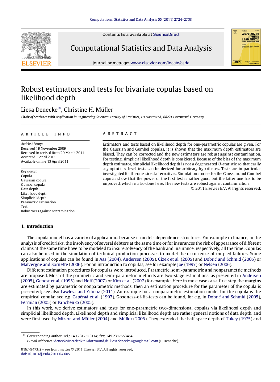 Robust estimators and tests for bivariate copulas based on likelihood depth