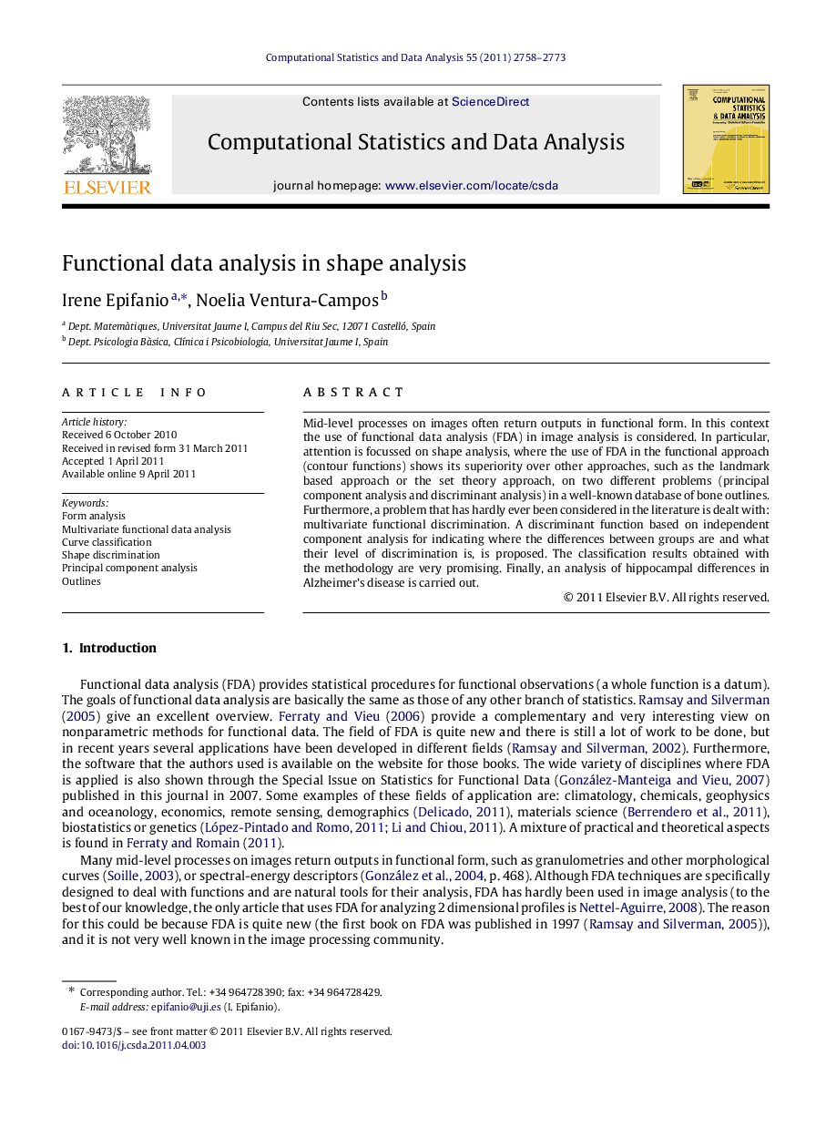 Functional data analysis in shape analysis