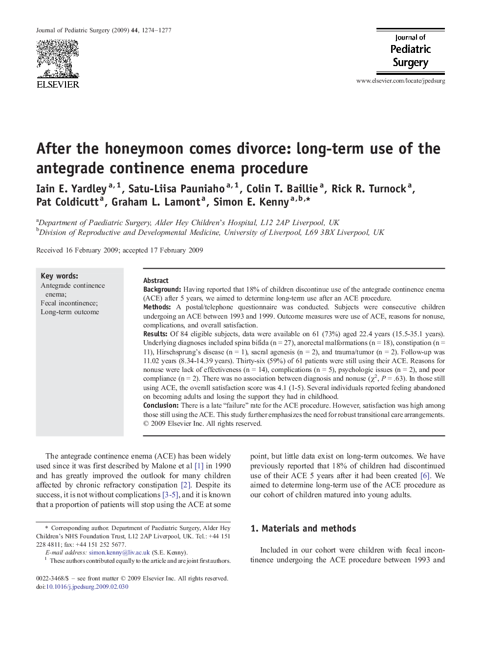 After the honeymoon comes divorce: long-term use of the antegrade continence enema procedure