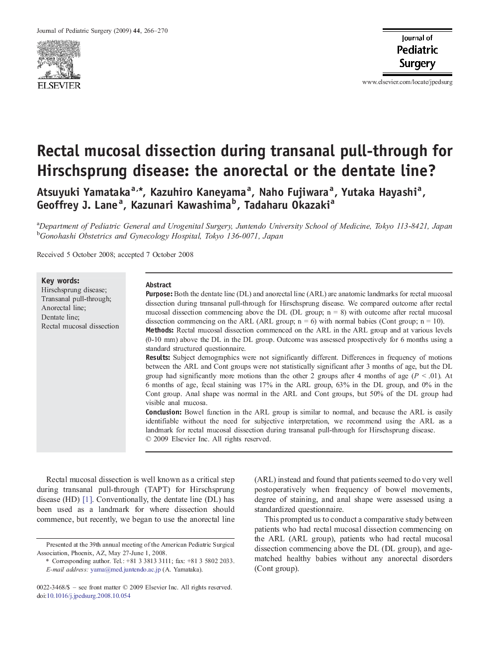 Rectal mucosal dissection during transanal pull-through for Hirschsprung disease: the anorectal or the dentate line? 