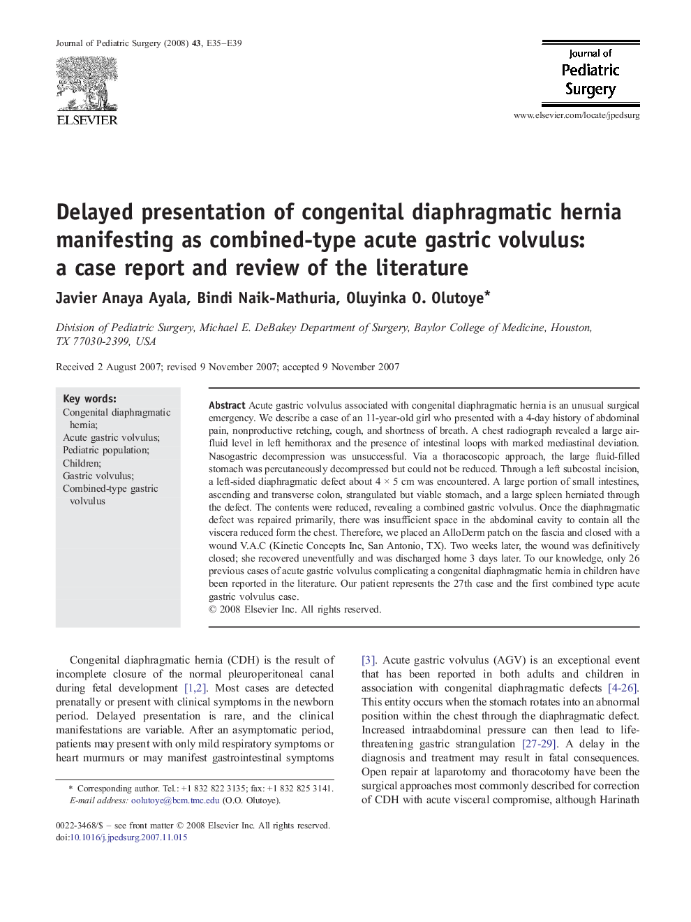 Delayed presentation of congenital diaphragmatic hernia manifesting as combined-type acute gastric volvulus: a case report and review of the literature