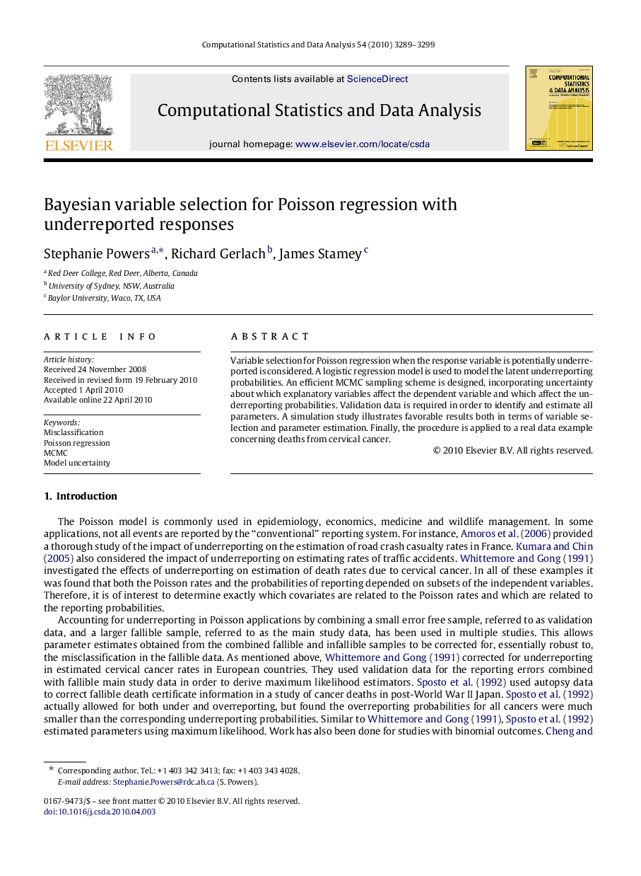 Bayesian variable selection for Poisson regression with underreported responses