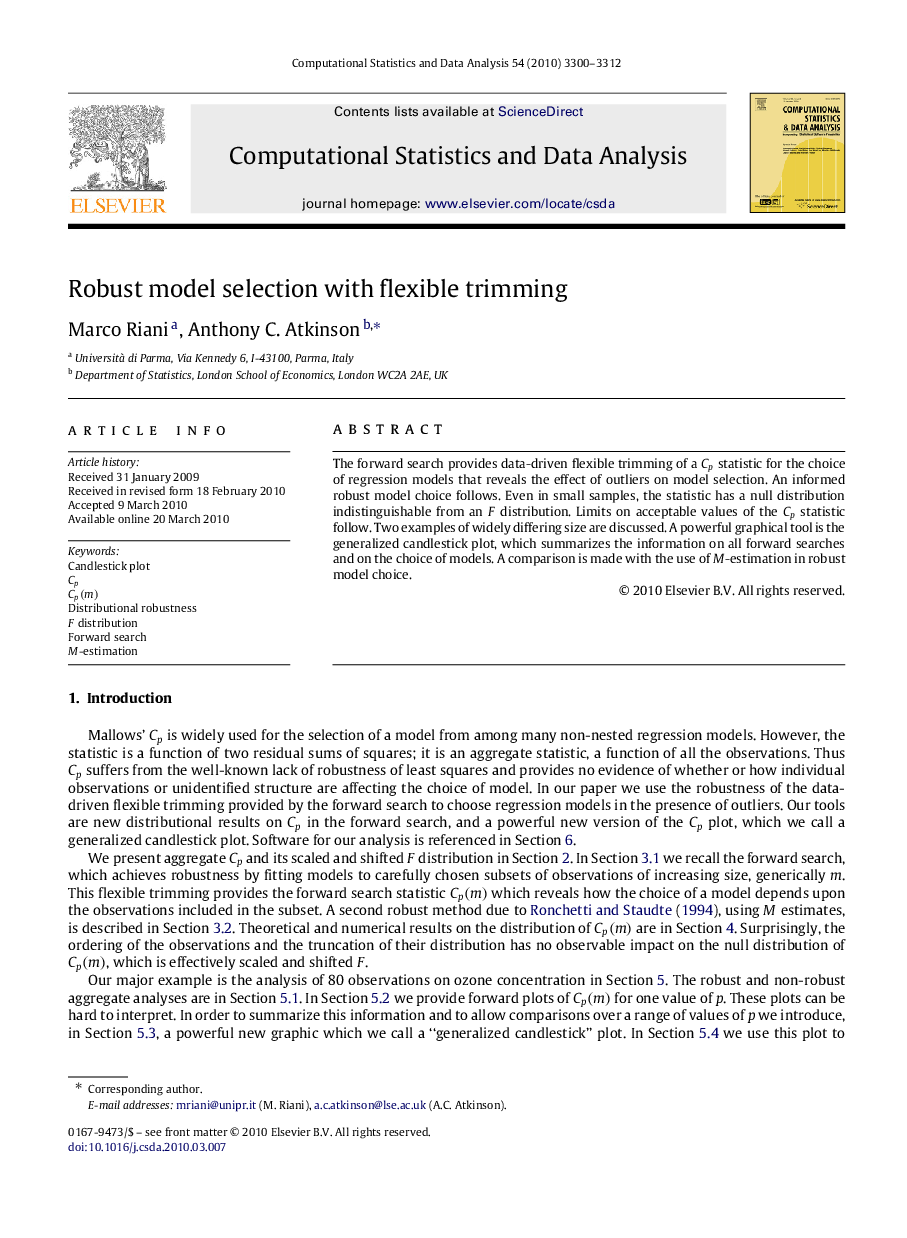 Robust model selection with flexible trimming