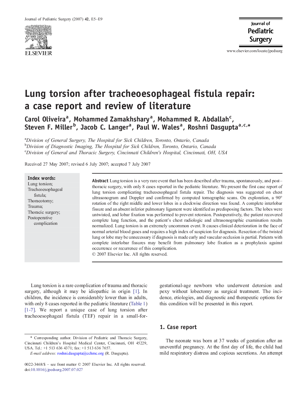 Lung torsion after tracheoesophageal fistula repair: a case report and review of literature