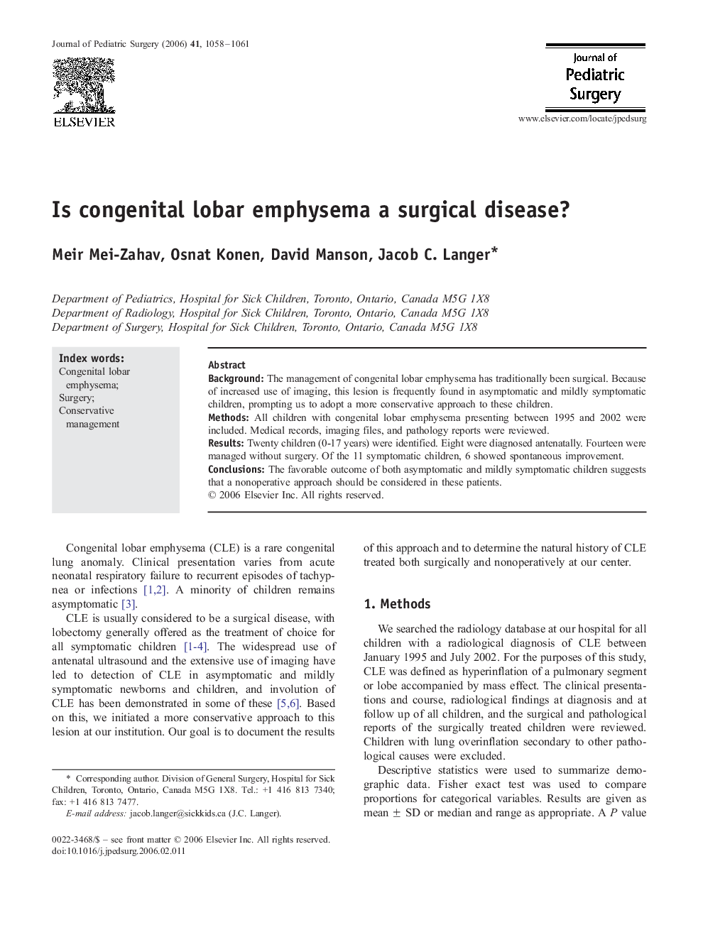 Is congenital lobar emphysema a surgical disease?