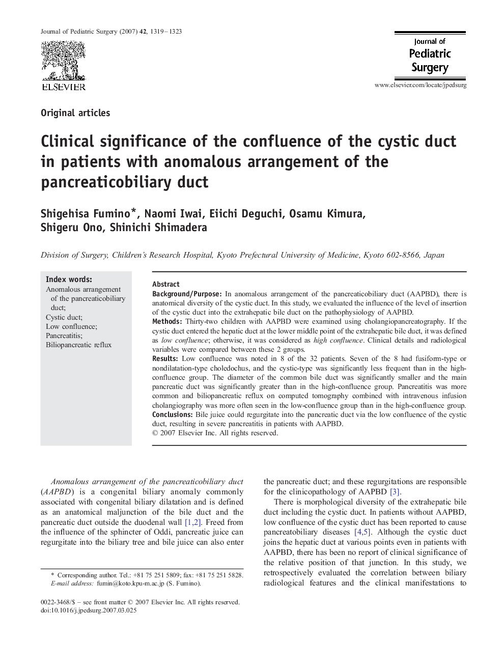 Clinical significance of the confluence of the cystic duct in patients with anomalous arrangement of the pancreaticobiliary duct