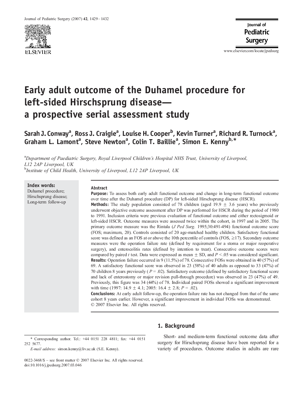 Early adult outcome of the Duhamel procedure for left-sided Hirschsprung disease—a prospective serial assessment study