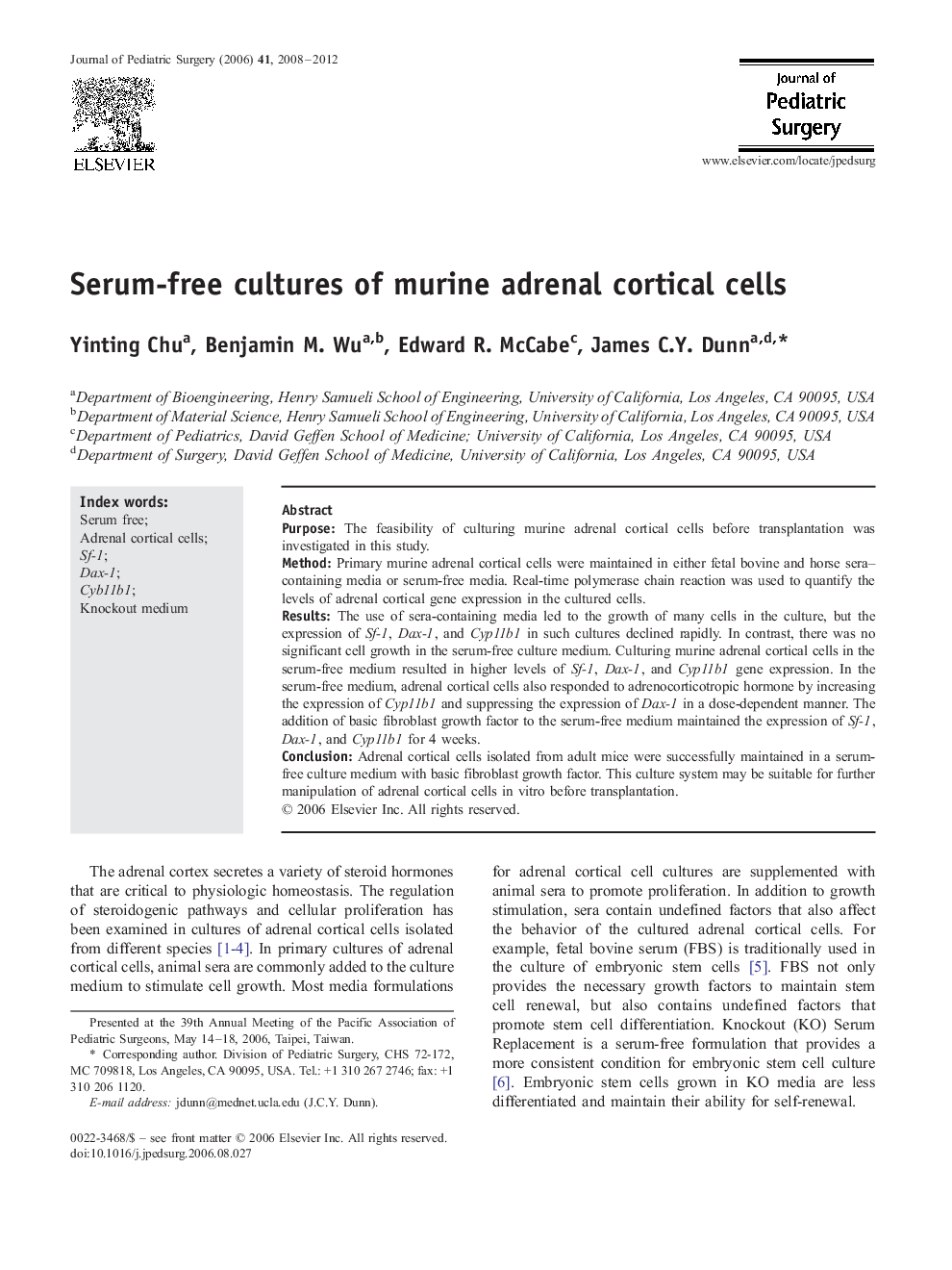 Serum-free cultures of murine adrenal cortical cells 