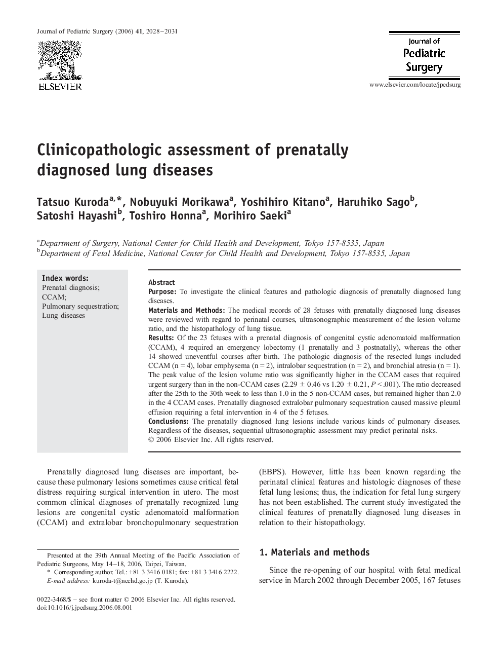 Clinicopathologic assessment of prenatally diagnosed lung diseases 