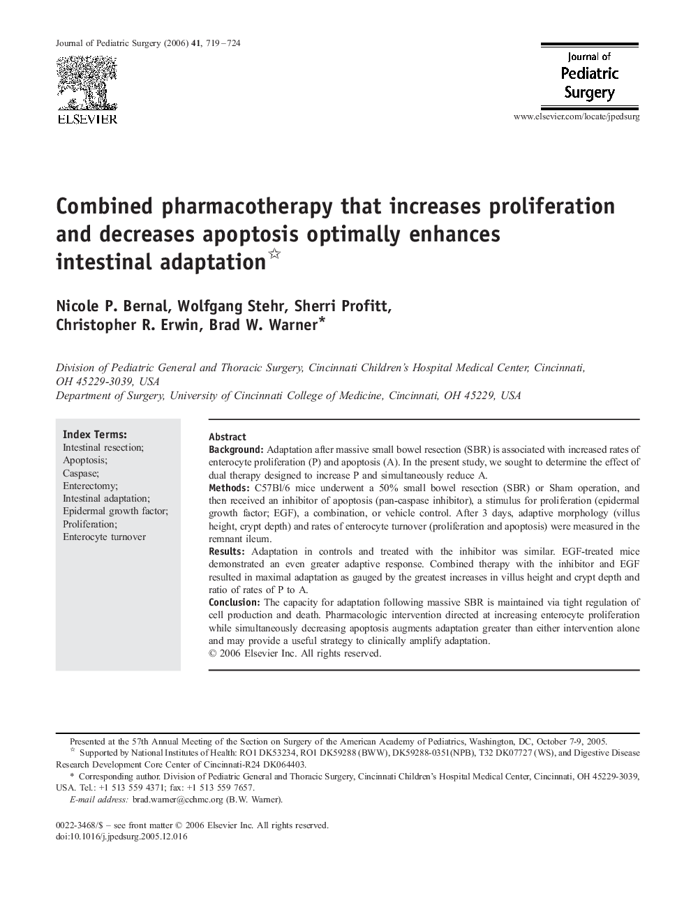 Combined pharmacotherapy that increases proliferation and decreases apoptosis optimally enhances intestinal adaptation