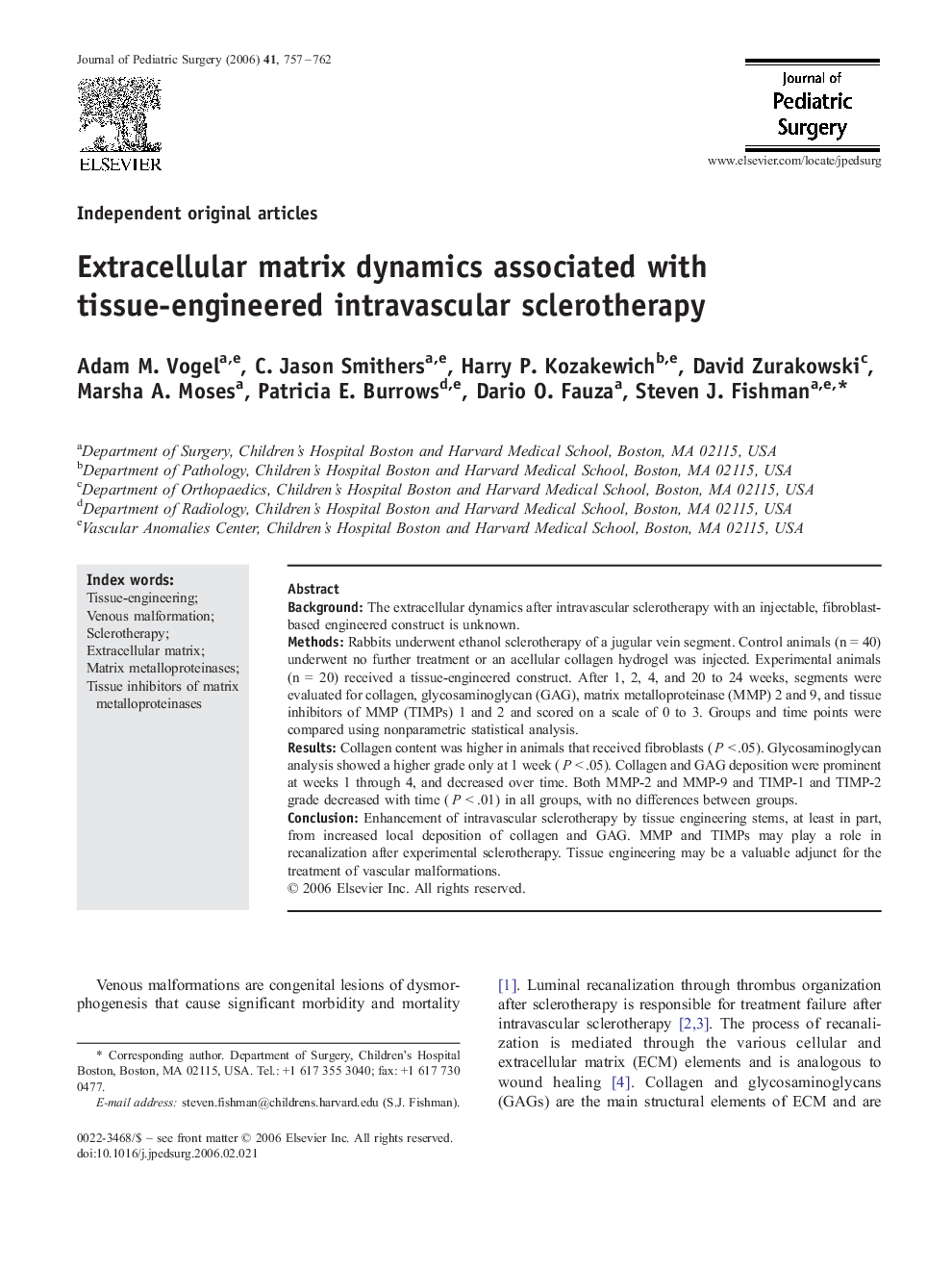 Extracellular matrix dynamics associated with tissue-engineered intravascular sclerotherapy