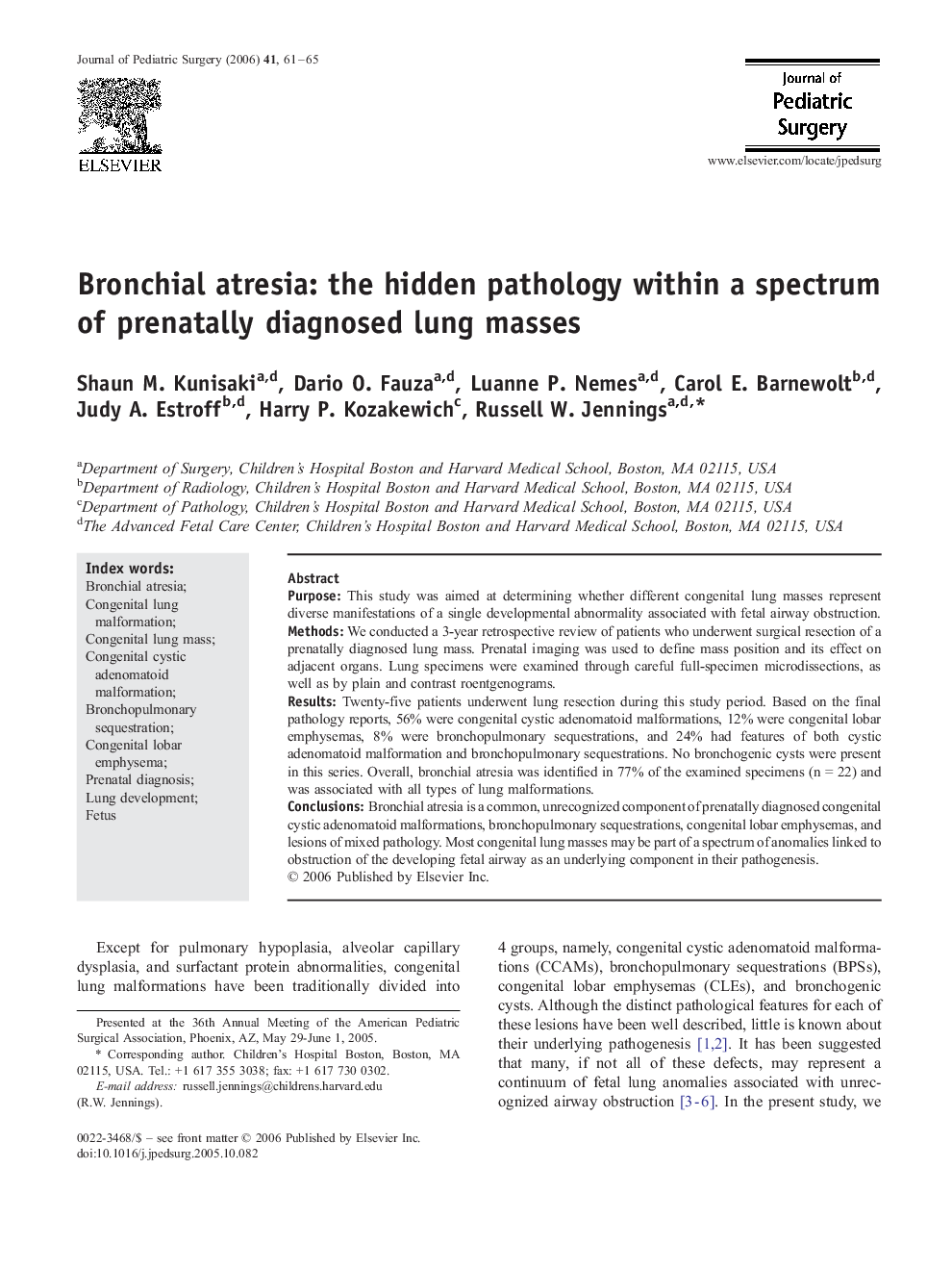 Bronchial atresia: the hidden pathology within a spectrum of prenatally diagnosed lung masses 