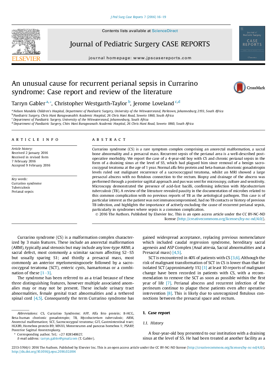 An unusual cause for recurrent perianal sepsis in Currarino syndrome: Case report and review of the literature