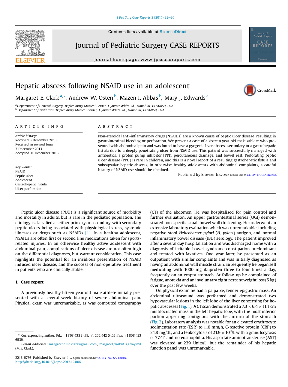 Hepatic abscess following NSAID use in an adolescent