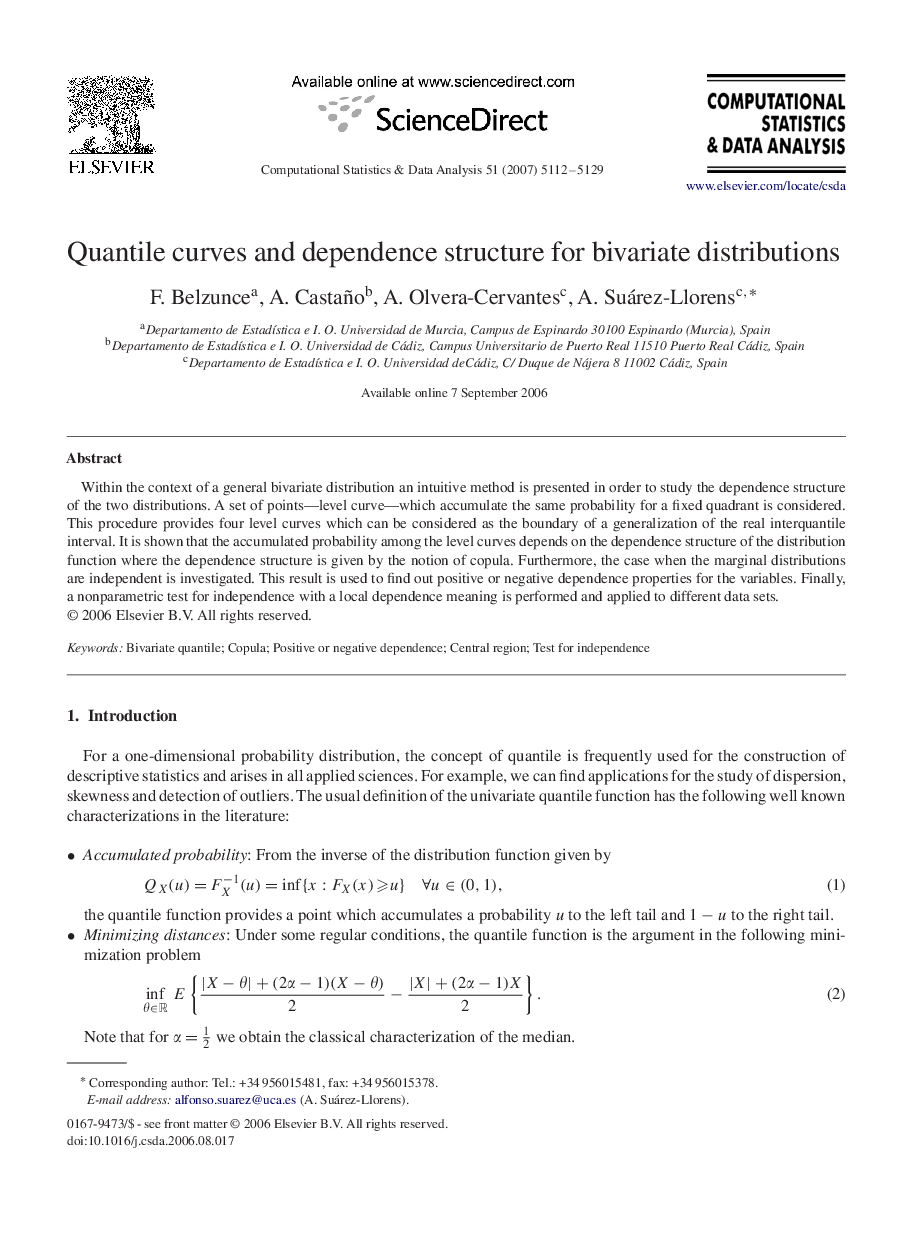 Quantile curves and dependence structure for bivariate distributions