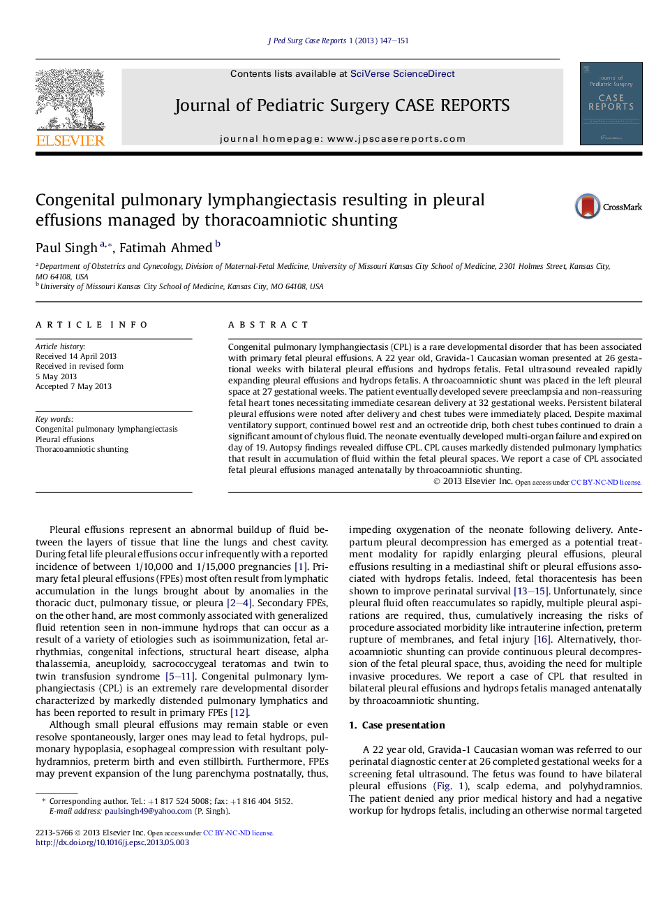 Congenital pulmonary lymphangiectasis resulting in pleural effusions managed by thoracoamniotic shunting