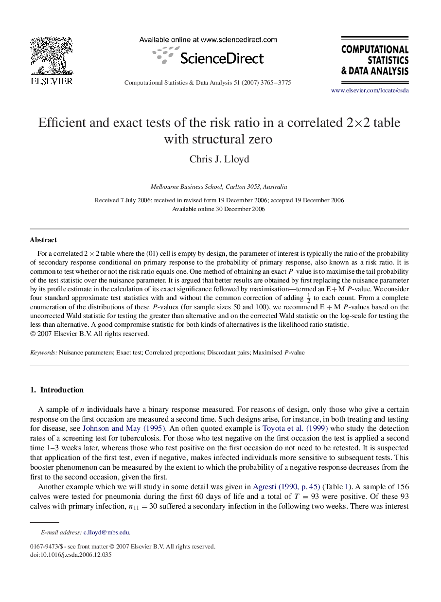 Efficient and exact tests of the risk ratio in a correlated 2×22×2 table with structural zero