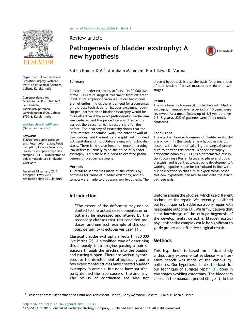 Pathogenesis of bladder exstrophy: A new hypothesis