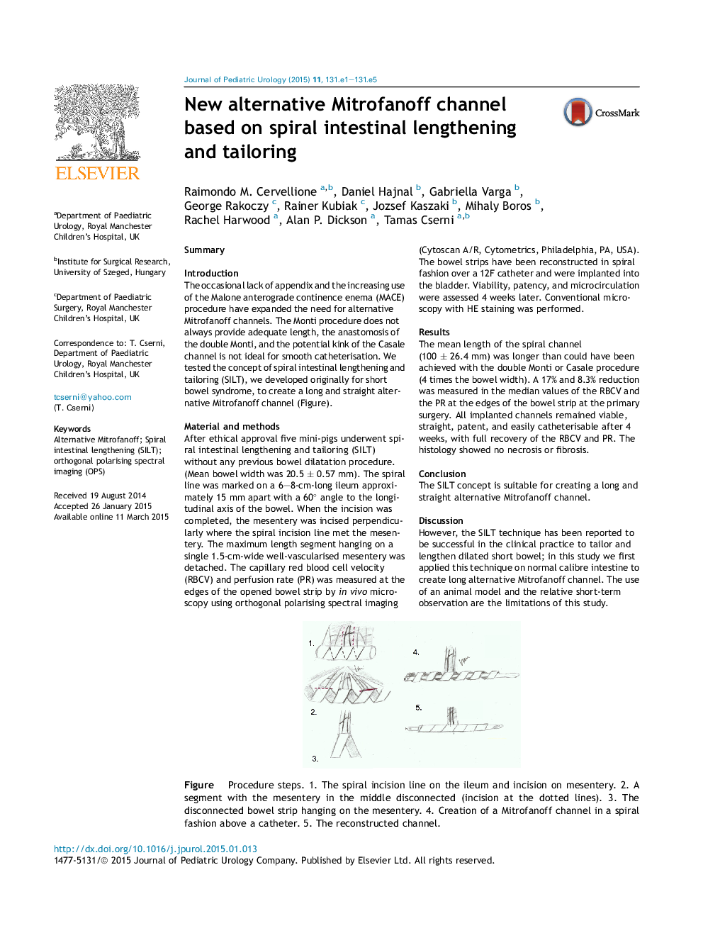 New alternative Mitrofanoff channel based on spiral intestinal lengthening and tailoring