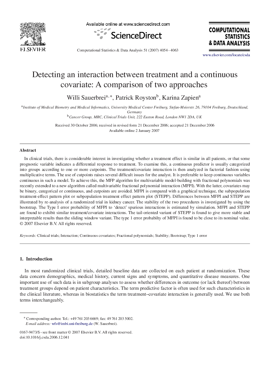 Detecting an interaction between treatment and a continuous covariate: A comparison of two approaches