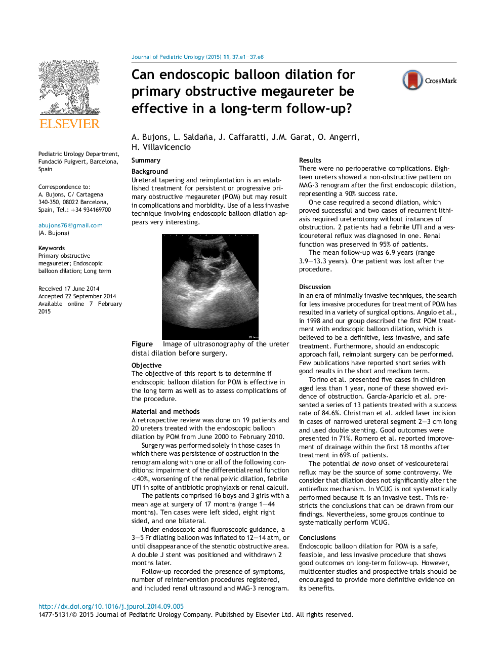 Can endoscopic balloon dilation for primary obstructive megaureter be effective in a long-term follow-up?