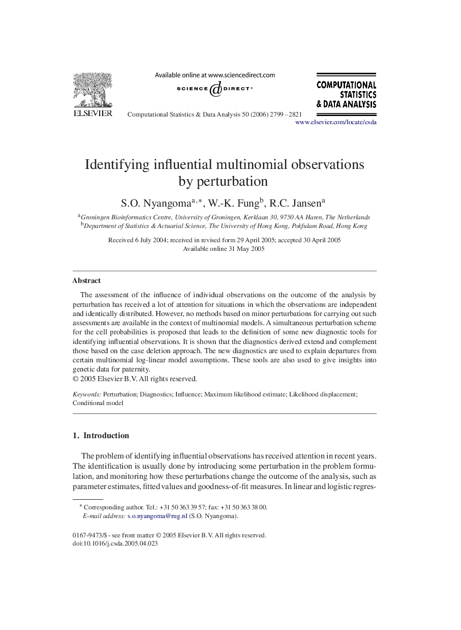 Identifying influential multinomial observations by perturbation