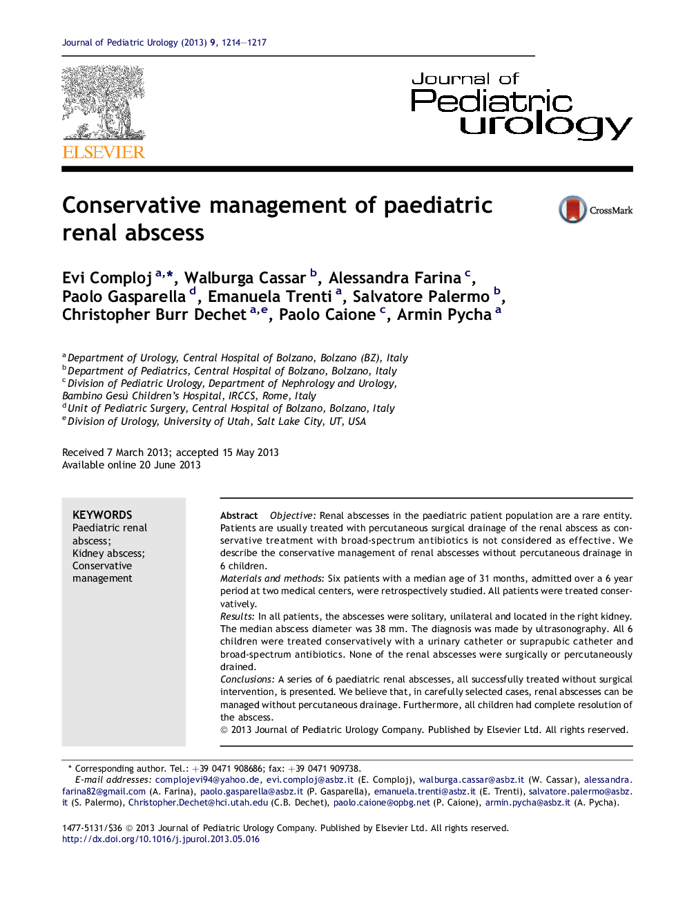 Conservative management of paediatric renal abscess