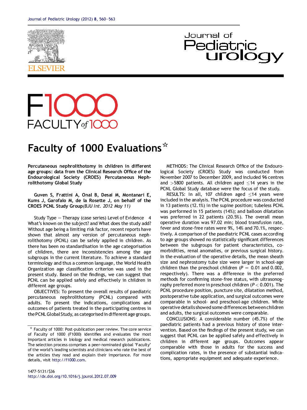 Faculty of 1000 Evaluations