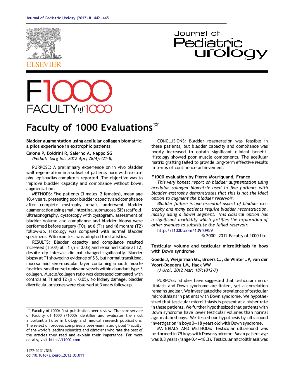 عکس صفحه اول مقاله: Faculty of 1000 Evaluations Faculty of 1000 Evaluations