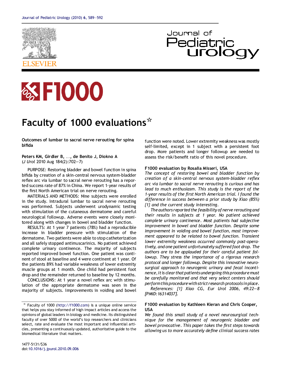 عکس صفحه اول مقاله: Faculty of 1000 evaluations Faculty of 1000 evaluations