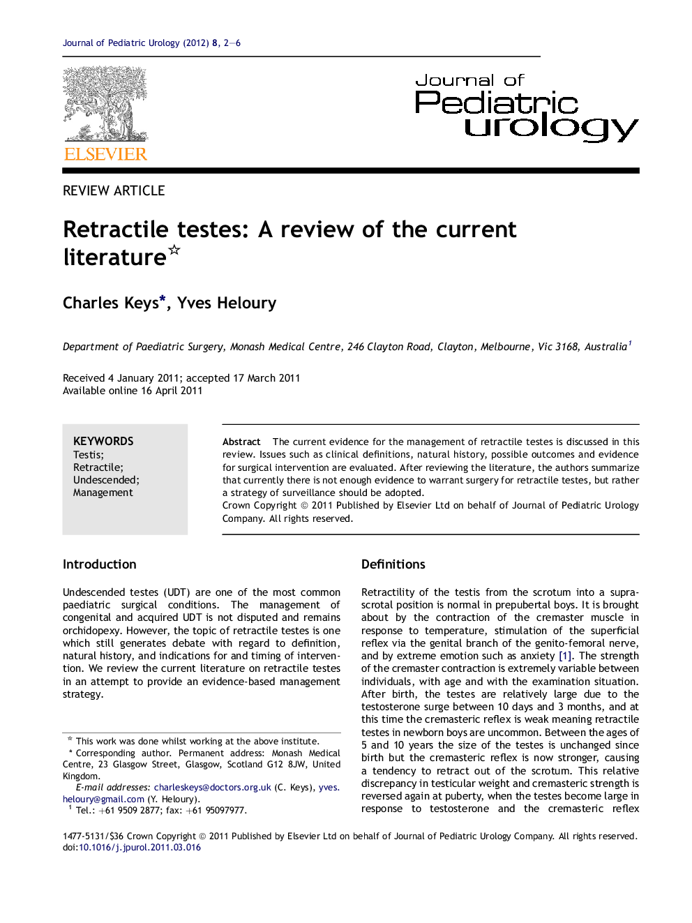 Retractile testes: A review of the current literature 